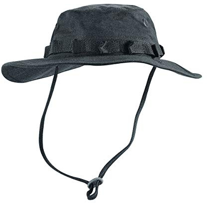 Commando Industries US Army Tropen Hut Boonie Hat Buschut Ripstop Schlapphut (Schwarz/L)