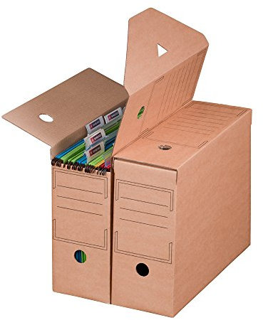 Smartbox Pro Archiv-Ablagebox mit Automatikboden für Hängemappen, 10-er Pack, braun