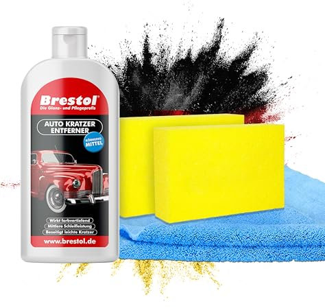 BRESTOL® Auto Kratzer Entferner mit Zubehör - Kratzerentferner Autolack - entfernt kleine Kratzer & Schrammen, Farbspuren, Reibspuren & Rostspuren, Lackkratzerentferner & Lackreiniger