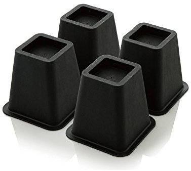 Design61 Furniture & Bed Riser 15cm (6 inch) - supporti alza letto Piedi per Mobili Piedini di rialzo per letti 4 pezzi in nero