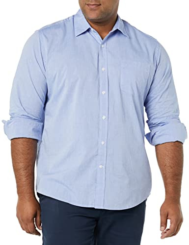 Amazon Essentials Camicia Casual in Popeline a Maniche Lunghe vestibilità Regular Uomo, Blu di Francia, M