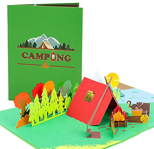 Geschenkgutschein Camping Geschenke | Pop up 3D Geburtstagskarte für Camper, Pfadfinder | Vatertagsgeschenk, Gutschein zum Zelten | Geschenkideen zum Geburtstag, H28AMZ