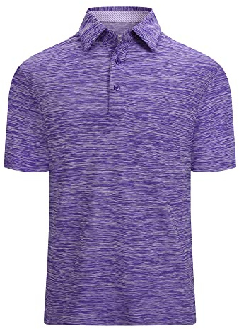 Alex Vando Mens Golf Shirt Moisture Wicking Quick-Dry Short Sleeve Casual Polo Shirts for Men,Purple,XXL