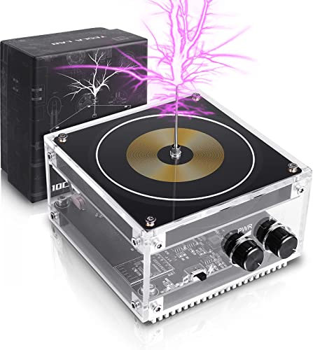 DONGKER Musik Tesla Coil Speaker, Lichtbogen Plasma Generator Teslaspule Bluetooth Lautsprecher mit Audiokabel DIY Desktop Spielzeug Berührbarer künstlicher Blitz Experiment Modell für Dekorationen