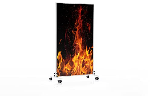 Könighaus Bild Infrarotheizung Standgerät - 1200 Watt - Energiesparend = wärmt innerhalb von 2 Minuten - mit Standfüßen & Thermostat - mobile Standheizung - Echter Hingucker mit Motiv: Lagerfeuer