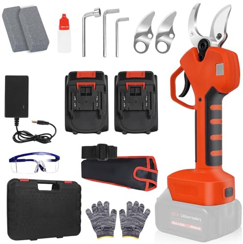 Tesoura de Podar Electrica Bateria Tijeras Electricas Tijera Podadora Arboles Ofertas Olivos Batería Eléctricas 40mm con Funda 2x4000mAh Recargable Extended Electric Pruners Shears Jardín Scissor