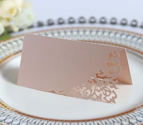 PTNKUIIY Lot de 100 cartons de table, marque-places, marque-places, fleurs, cartes de table, vierges pour étiqueter, décoration pour mariages, fêtes d'anniversaire ou banquets et autres fêtes - Rose