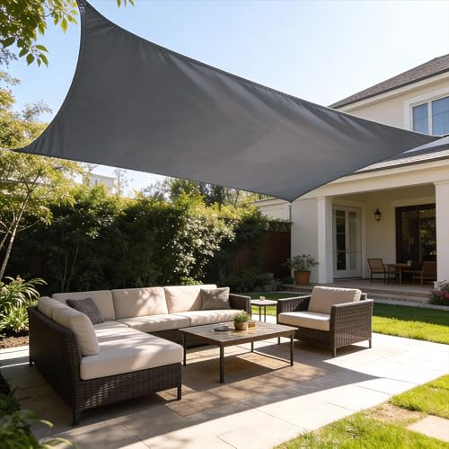 HAIKUS Toldo Vela de Sombra Impermeable Rectangular 3x6m Protección UV PES, Toldos para Patio Exterior Jardín Terraza - Gris