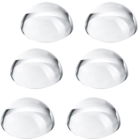 6Pack 1.6inch Crystal Dome Magnifying Paperweight, Clear Distortion-Free Optics Convex Lens Set for Physics Classroom Home Decor, Paper Weights for Outdoor Events