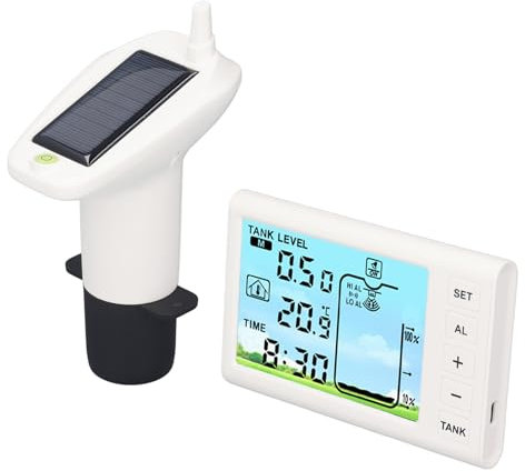 Sensore di Livello 'acqua, Display Digitale 4,3 Pollici Monitor Ad Ultrasuoni IP65 per Monitor a Livello di Liquido Wireless Trasmettitore con Retroilluminazione, Allarme di