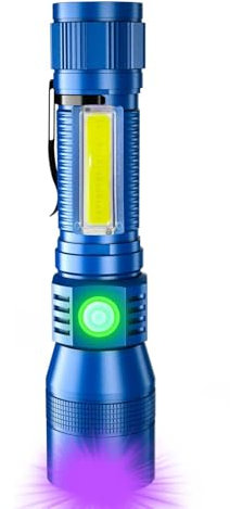 Karrong Torcia UV LED 395 nm magnetica USB ricaricabile, luce laterale COB luce rossa, impermeabile, lampada ultravioletta, luce nera per esterni, campeggio, escursionismo, emergenza, animali