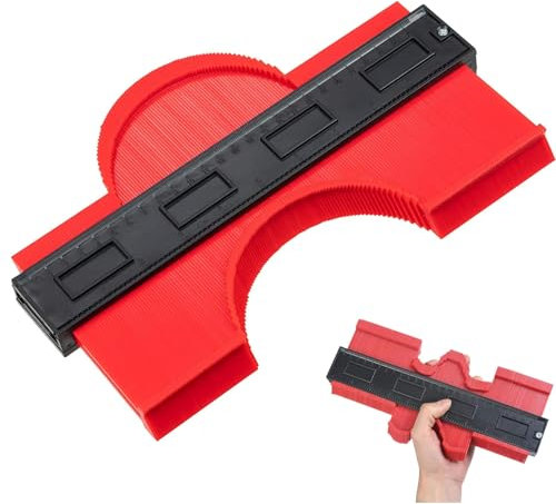 Contour Gauge 10 Inch with Lock, Measuring Shape Outline Angle, Scribe/Template/Profile Tool for Woodworking, Flooring, Tile Laying, Gift Ideas for Men Dad Husband Him Handyman(Red)