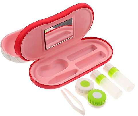 VALICLUD Estuche para Lentes De Contacto y Caja De Gafas Doble Espejo Integrado Resistente Al Desgaste y Portátil para Viajes y Actividades Al Aire