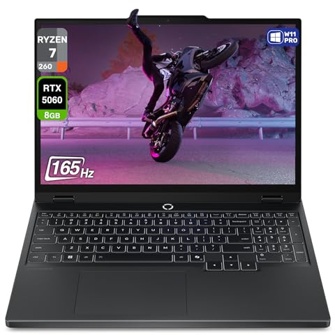Lenovo Legion 5 Gen 10 Gaming Laptop, AMD Ryzen 7-260, 32 GB DDR5 RAM, 1 TB PCIe SSD, 15.1 WQXGA (2560x1600) Display, Nvidia G-Force RTX 5060, 24-Zone RGB Backlit Keyboard, W11 Pro, Eclipse Black