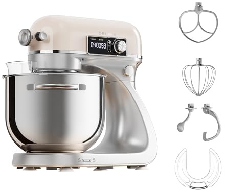 dreame MX60 Küchenmaschine Standmixer Patentierter Doppelknethaken und ein lautloser 800-W-DC-Motor treiben die 6-L-Schüssel an. Intelligentes digitales Display, 12 Geschwindigkeiten