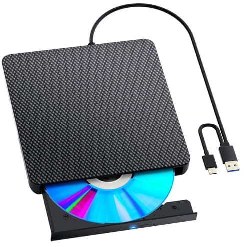 Colexy BLU-Ray Externa de BD de Lectura/Escritura, Grabadora Reproductor de BLU Ray 3D CD DVD USB 3.0 y Type-C grabadora para Laptop, MacBook, PC de Escritorio