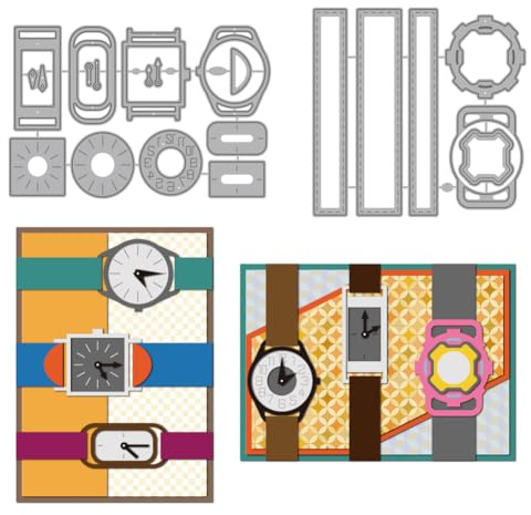 MAYJOYDIY Matrices de Découpe en Métal en Forme de Montres Pochoirs Bracelets de Montre Gabarits de Gaufrage pour Carterie Scrapbooking et Décoration D'Albums