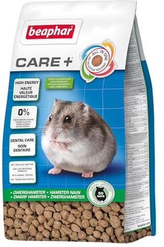 BEAPHAR - Care+ Zwerghamster - Für Nager Und Kleinsäuger - Mit Omega-3 Und Omega-6 Fettsäuren - Gesundheit Und Wohlbefinden, Zahnpflege - 250 g