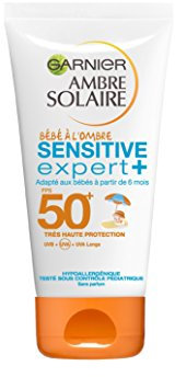 Garnier Ambre Solaire Crema protettiva ultra dolce Sensitive Expert+ bambini all'ombra, FPS 50+, 50 ml