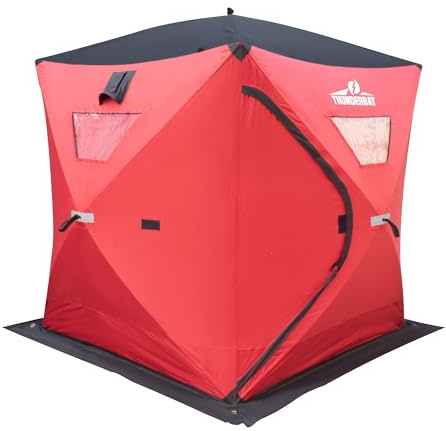THUNDERBAY Ice Cube 2-3 Man Portable Ice Shelter, 24 Square Feet of Fishable Area, Portable 2-3 Person Ice Shanty