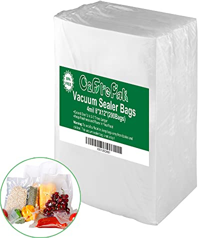 O2frepak 200 Quart Size 8 x 12 4mil Thick Vacuum Sealer Bags with BPA Free and Puncture Prevention,Vacuum Seal Freezer Bags,Great for Sous Vide Vaccume Sealer PreCut Bags