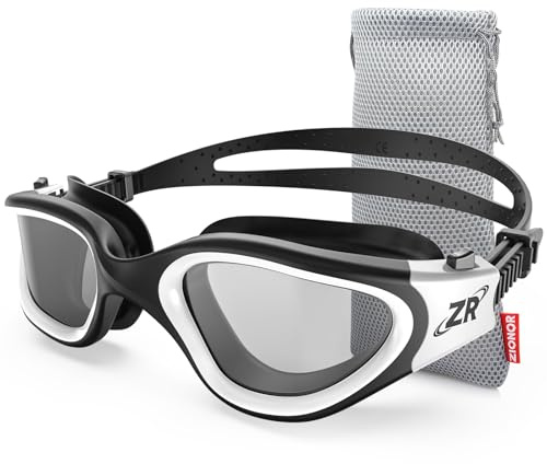 ZIONOR G1 Polarisées Mirror Lunettes de Natation pour Unisex Adulte Homme Femme, Anti Buée, 100% Anti UV Lunettes de Plongée ClearWhite