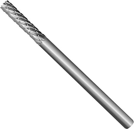 HAUTMEC Tungsten Carbide Rotary Burr Bit – 1/8 Shank, Double Cut Tungsten Rotary File for Die Grinder, Professional Grade, Suit for Metal Carving, Grinding, Engraving & Deburring - HT0200