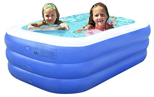 Swimming Pool, 59 X 43X 19.5 Family Inflatable Pool Rectangular Kiddie Pool for Kids Toddlers Playing, Ball Pit, Easy Set Above Ground Pool for Backyard Garden Outdoor Summer