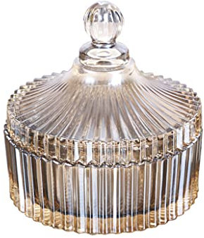 280ml Plato de cristal transparente con tapa cubierta de cristal, cuenco de cristal para servidor, caja decorativa para galletas, recipiente de almacenamiento de alimentos