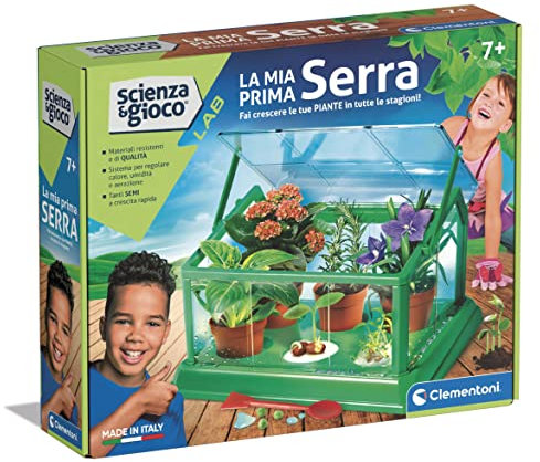 Clementoni - 19348 - Scienza E Gioco Lab - La Mia Prima Serra - Laboratorio Scientifico Botanico per Bambini dai 7 Anni (Gioco in Italiano), Scienza Botanica, Piante per Bambini, Made in Italy