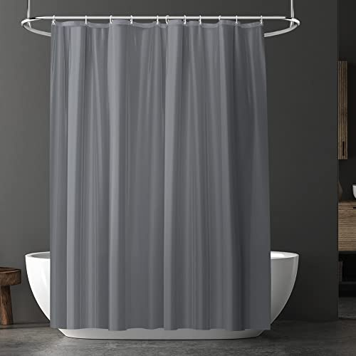 URAQT Shower Curtain Anti Mould, Upgrade PEVA Waterproof Bath Curtains, Mildew Resistant Bathroom Shower Curtains with 12 Hooks, Grey Bathtub Curtains with Metal Rustproof Eyelets, 180 x 180 cm