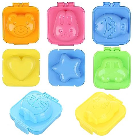 8 stampi per uova sode – Onigiri stampo per uova sode, stampi per uova cotte, stampi per uova cotte, in plastica 3D, per cartoni animati, strumenti fai da te, per campeggio, casa, ufficio