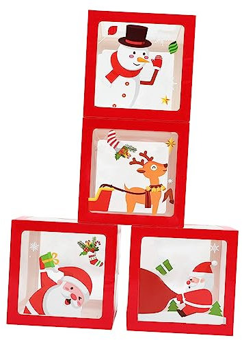 OKUMEYR 1 Satz Weihnachts-ballon-box Weihnachtsballonboxen Weihnachtlicher Dekorativer Ballonhalter Weihnachtsschmuck Werkzeugverzierung Weihnachtsmann-aufkleber Papier Blöcke Blase Ältere