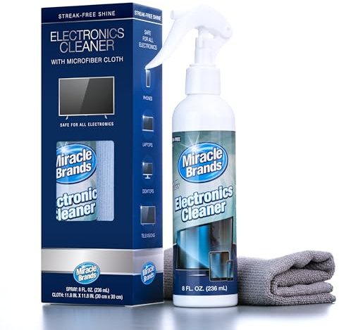 MiracleSpray for Electronics Cleaning, Safe Multisurface Cleaner for Any TV, Phone, Monitor, Keyboard, Screen, Computer, Includes Microfiber Towel - 8 Ounce Kit