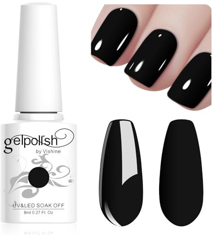 Vishine Black Gel Polish, 8ml UV LED Gel Nail Art DIY Manicure for Girls & Women #090