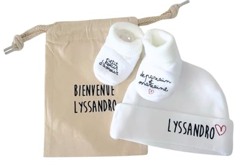 DSTNY Bonnet et Chausson Bébé Personnalisé, Tricot Doux, Accessoire pour Nouveau-né