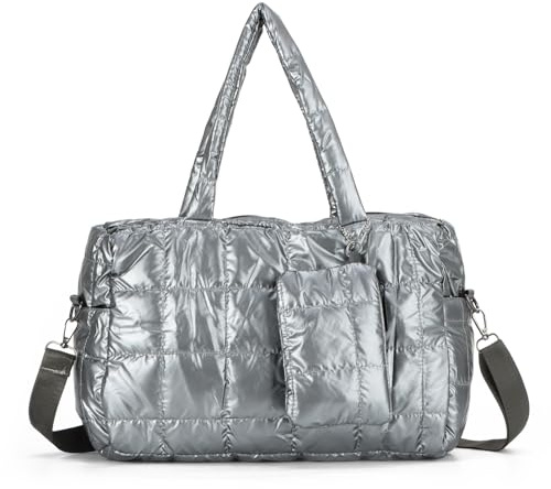 EVEOUT Puffer Bolsos de hombro Acolchado para Mujer Grande Ligero Shoppers Puffer Quilted Bolso Tote para Gimnasio Trabajo Vacaciones
