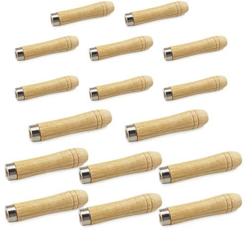 Manico per Lime in Legno, Manico per Lime con Robusto Collare in Metallo, per Lime da 4-6 Pollici, Lunghezza 90 mm 105 mm, 16 Pezzi