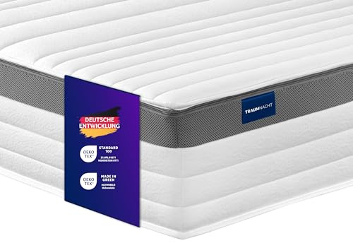 Traumnacht Premium 7-Zonen 500er Tonnentaschenfederkernmatratze, Härtegrad 4 (H4), 80 x 200 cm, Öko-Tex Zertifiziert, produziert nach deutschem Qualitätsstandard