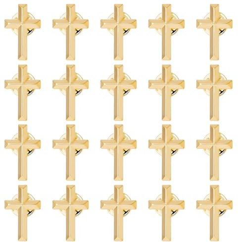 DICOSMETIC 20 pièces Broches en Croix en Alliage pour Hommes Broches en Croix Dorées 25x16mm Broches en Croix Religieuses Broche en Croix en Métal Ensemble de Broches en Croix