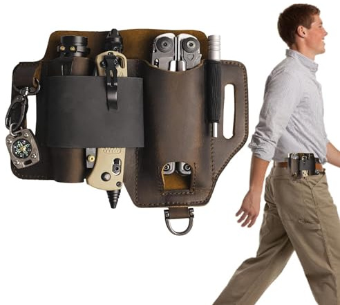 Leder Organizer Case Für Herren, Mehrzweck Gürteltasche, Leder Taschen-Organizer Für Gürtel, Mehrzweck Leder Tasche Mit Stifthalter Für Taschenlampe, Messer