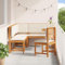 Makastle 6-Teiliges Gartenmöbel Set, Balkonmöbel Set mit Kissen, Garten Esstisch mit 3 Stühlen und 2 Bänke, Outdoor Sitzgruppe für Balkon Terrasse, Akazienholz