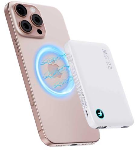 2026 Updated M3 Ultra Slim 0.4'' Wireless Power Bank, 12800mAh Magnetic Portable Charger with Built in Cable and Strap, LED Battery Pack Travel Essentials for iPhone 17/16/15/14/13/12/Pro Max Andriod