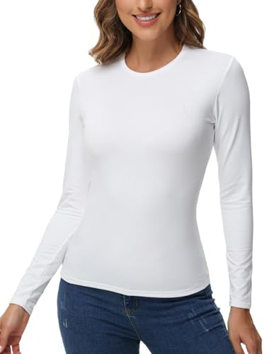JTSONN T-Shirt Thermique à Manches Longues pour Femmes sous-vêtement Thermique d'hiver Fonctionnel Chaud T-Shirt de Sport Respirant avec Polaire Intérieure