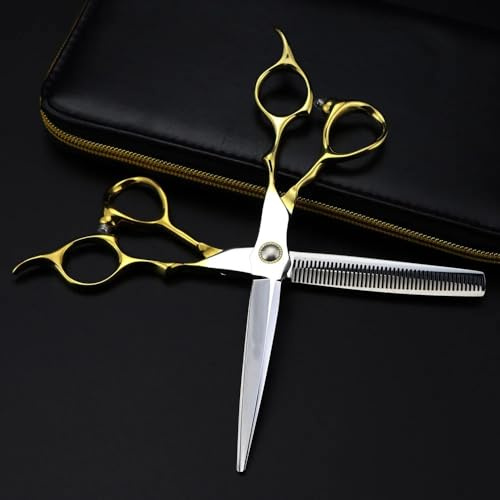 GZSLKSCD Tijeras de Corte de Pelo de Acero de 6,5 Pulgadas, para entresacar y Peluquero (Color único, Talla única)
