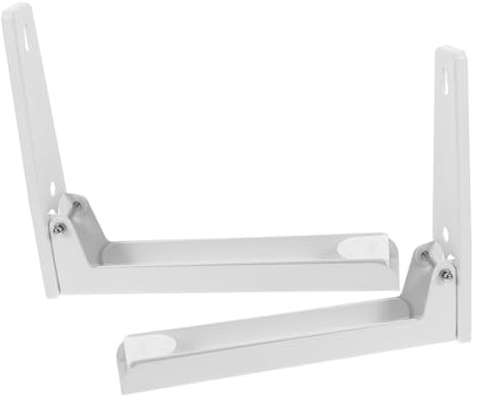 MUELODSIC 2 piezas Soporte de Pared para Microondas de Acero de Marco Plegable Extensible para Cocina Estantería Resistente para Hornos y Microondas Blanco