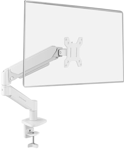 Mars Gaming MARM-PRO1, Support de Moniteur avec Ressort à Gaz pour Écrans jusqu'à 32”, Mouvement Articulé 360° et Réglable en Hauteur, Compatible avec VESA 75x75 et 100x100, Blanc