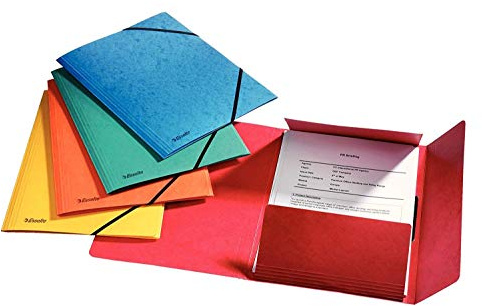 Esselte Rainbow 3-Flap Folder, A4, Assorted colours, Pack of 5, 15523