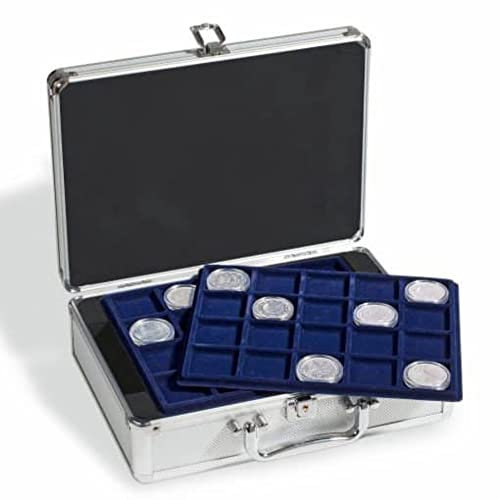 Leuchtturm 301163 Münzkoffer Cargo S 6 - Inkl 6 Tableaus für 144 Münzen bis 33 mm Ø z.B 2 Euromünzen - 292 x 97 x 213 mm