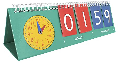 edxeducation Time Flip Chart | Teaching Clock for Kids | Learn to Tell Time with Analog and Digital Formats